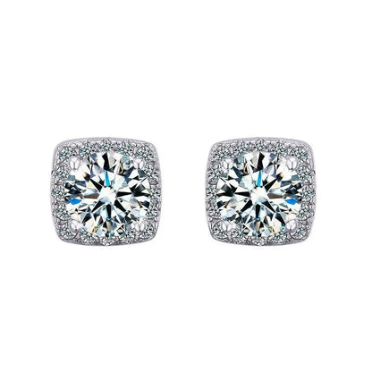 Moissanite Stud Earrings 925 Sterling Silver Round Cut Classic Women's Jewelry